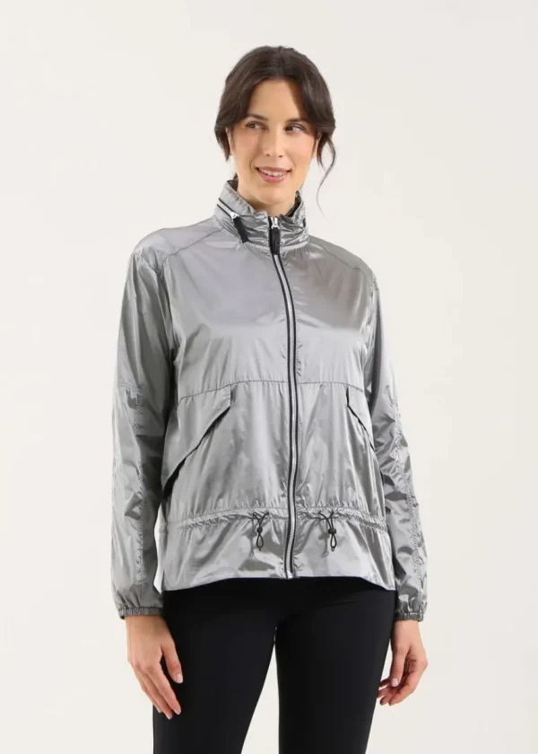 Chervo Women's MANANA Full-Zip Ultralight Hooded Wind Jacket - METALLIC GREY
