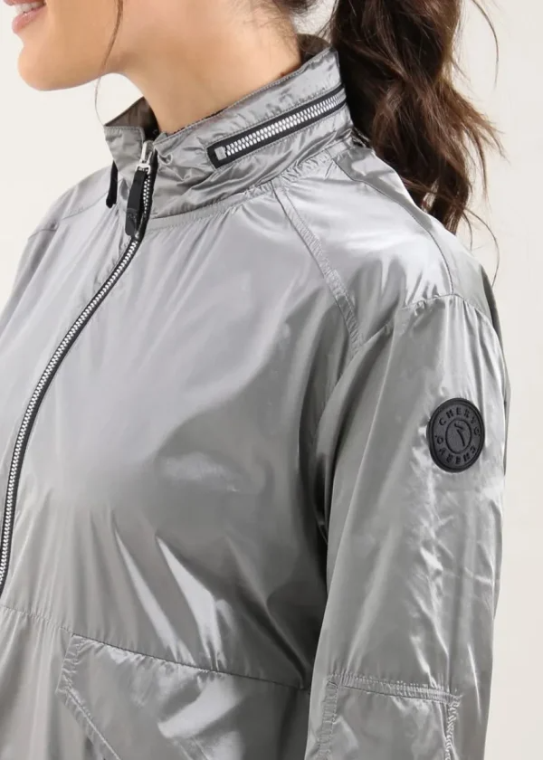 Chervo Women's MANANA Full-Zip Ultralight Hooded Wind Jacket - METALLIC GREY