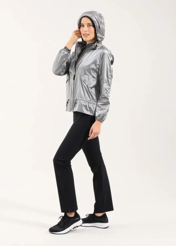 Chervo Women's MANANA Full-Zip Ultralight Hooded Wind Jacket - METALLIC GREY