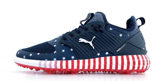 Puma Men's TOUR LTD EDITION PRESIDENTS CUP - IGINITE PWRAdapt Caged Golf Shoes- STAR SPANGLED