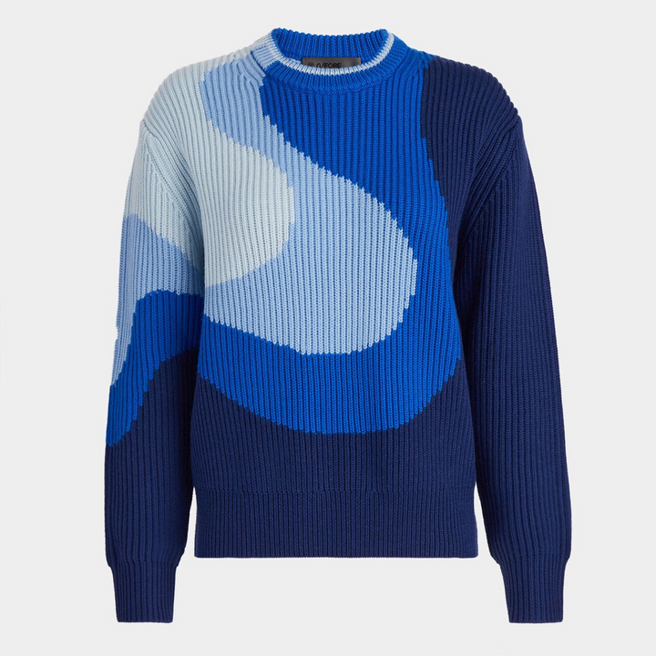 G/FORE WOMEN'S 100% WOOL JACQUARD CREWNECK SWEATER - SPACE