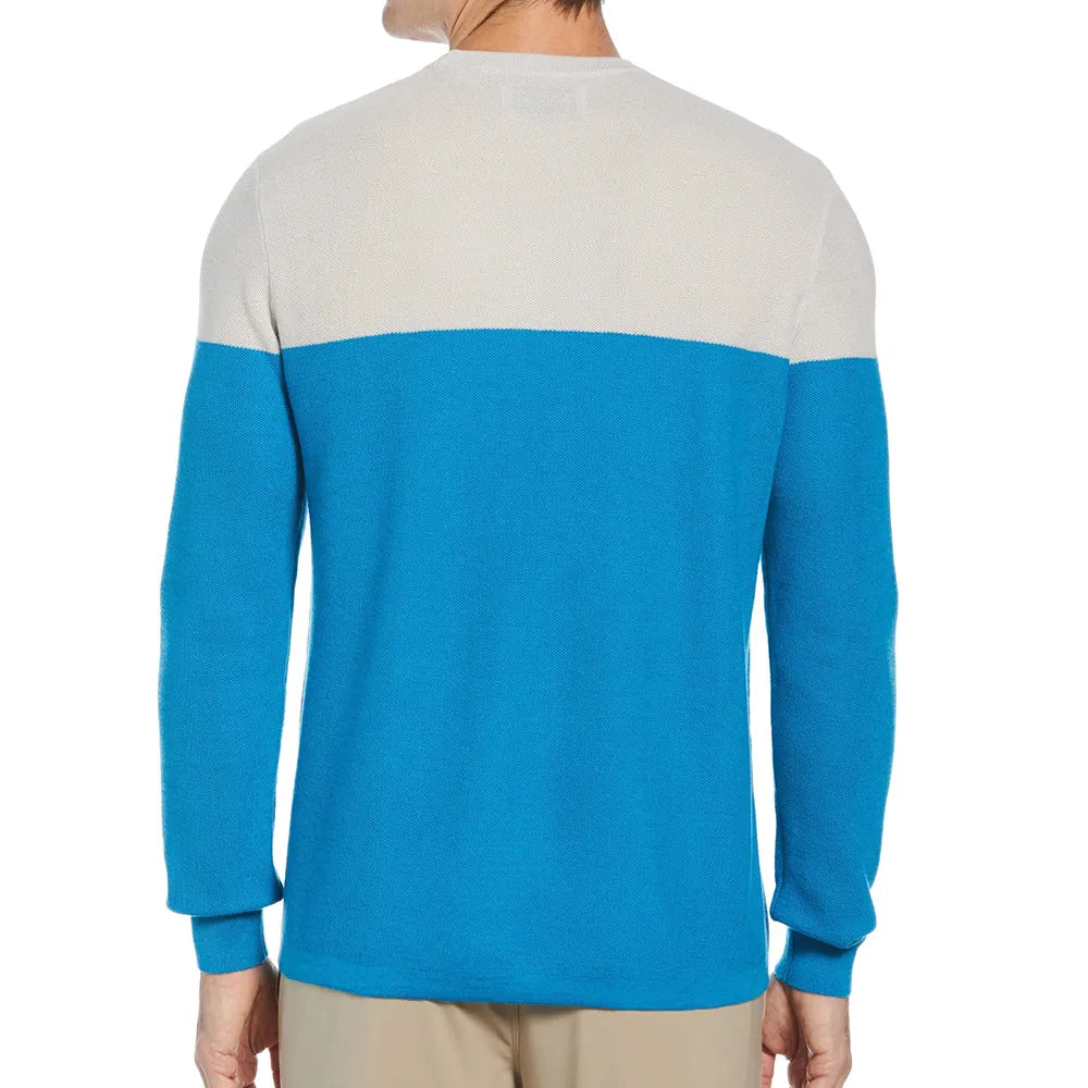 Original Penguin Mens Golf Jumper Textured Crew Neck Sweater - PEARL BLUE - Golf Anything Canada