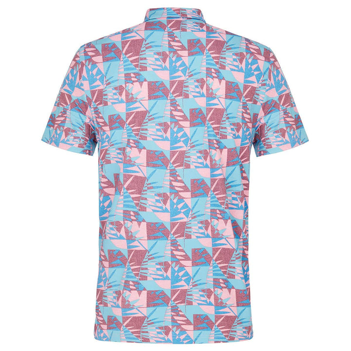 Original Penguin Mens All Over Cubist Floral Print Short Sleeve Polo Shirt - CORDOVAN