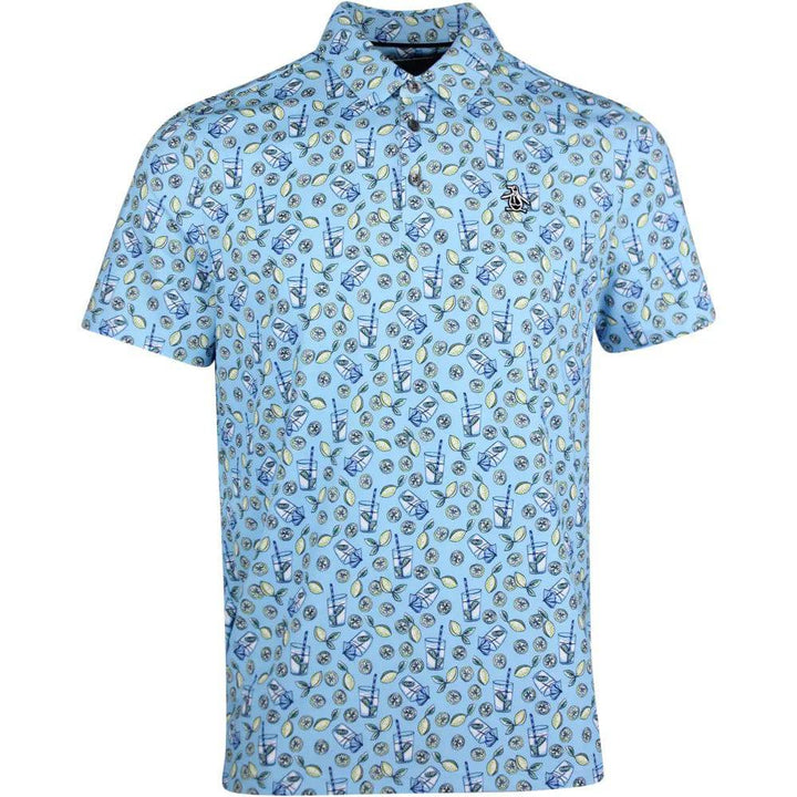 Original Penguin Mens Lemonade Print Golf Shirt Polo - BALTIC SEA