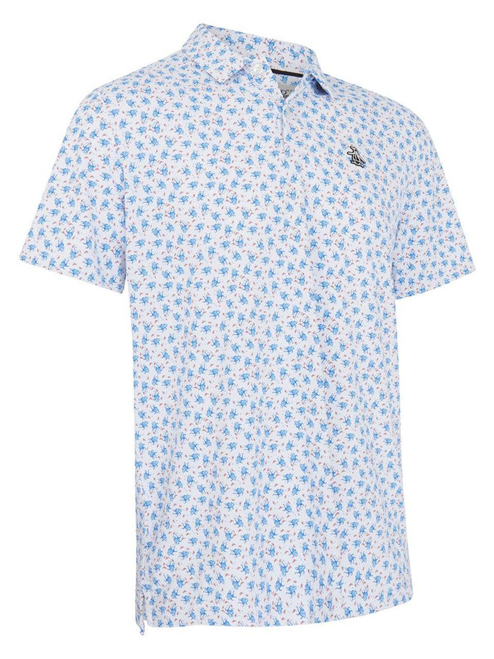 Original Penguin Mens Micro Octopus Print Golf Polo - BRIGHT WHITE