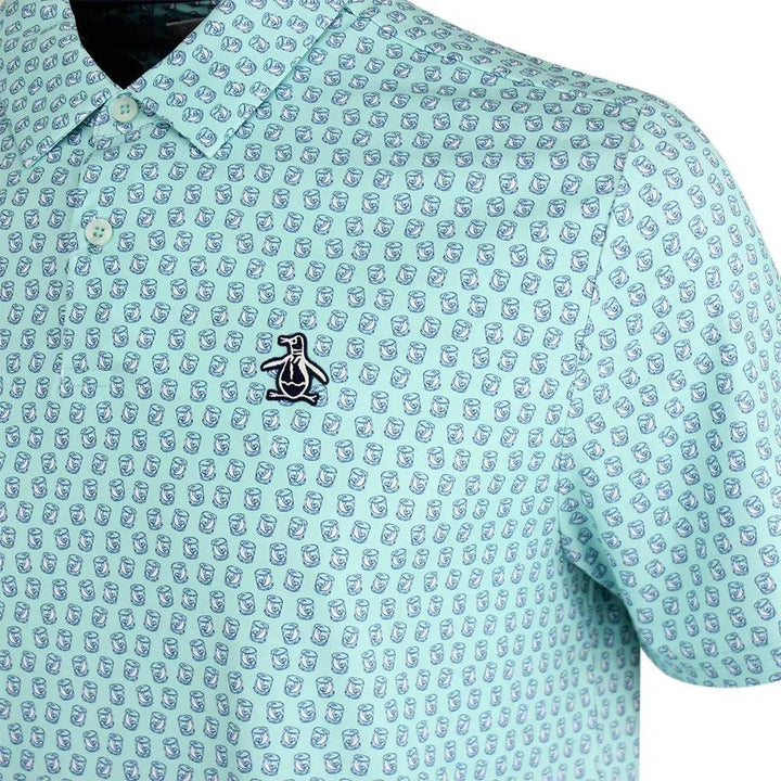 Original Penguin Mens Old Fashion Novelty Print Golf Shirt Polo - LIMPET SHELL