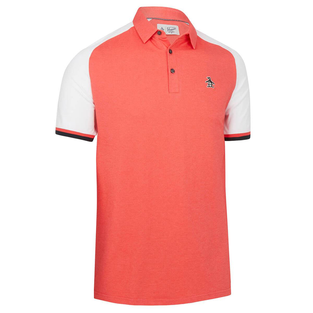 Original Penguin Mens Raglan Colour Block Stretch Golf Polo Shirt - BITTERSWEET
