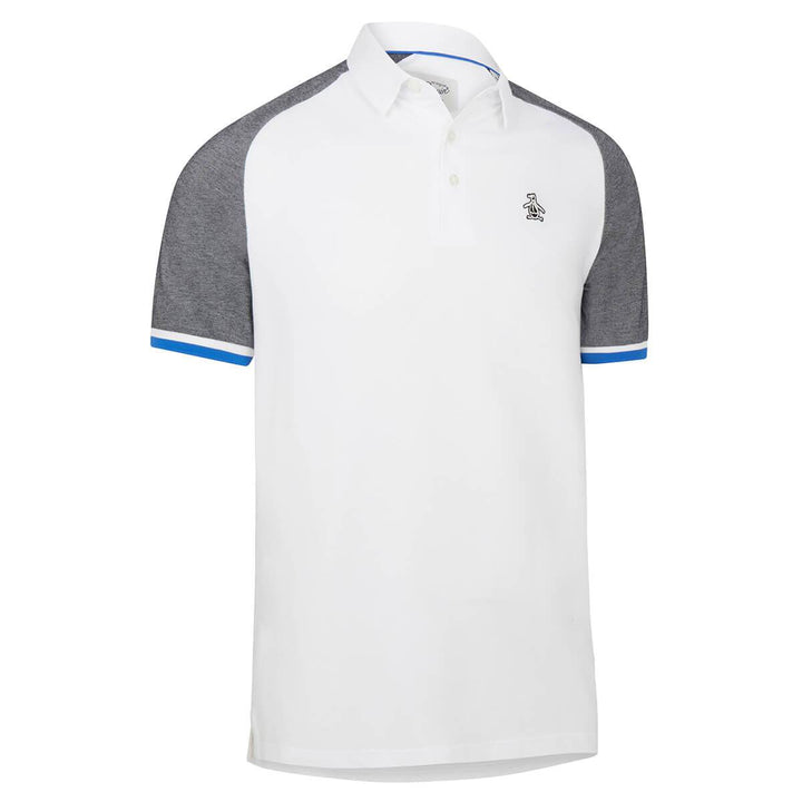 Original Penguin Mens Raglan Colour Block Stretch Golf Polo Shirt - BRIGHT WHITE