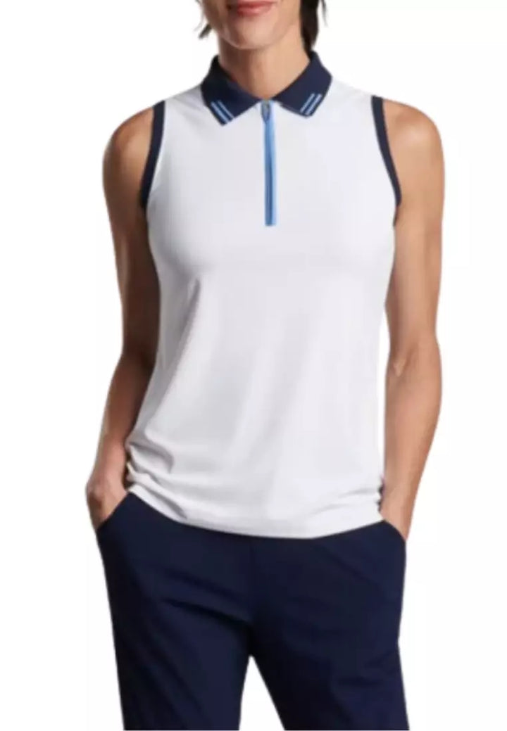 Peter Millar Womens Chrissie Sleeveless Polo - White Navy