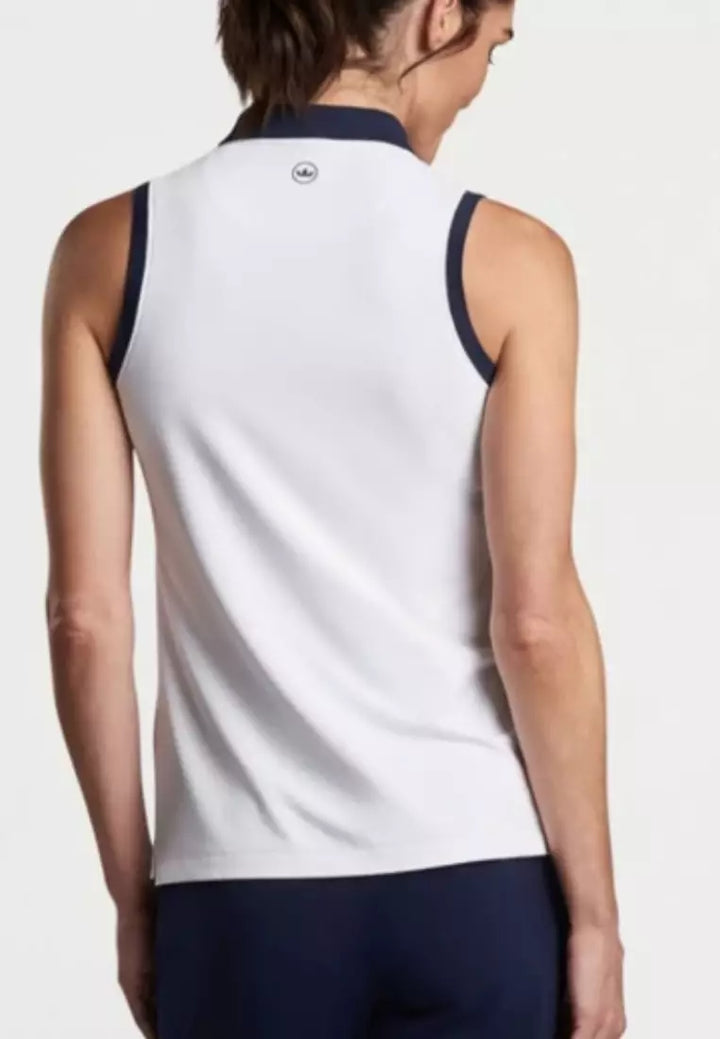 Peter Millar Womens Chrissie Sleeveless Polo - White Navy
