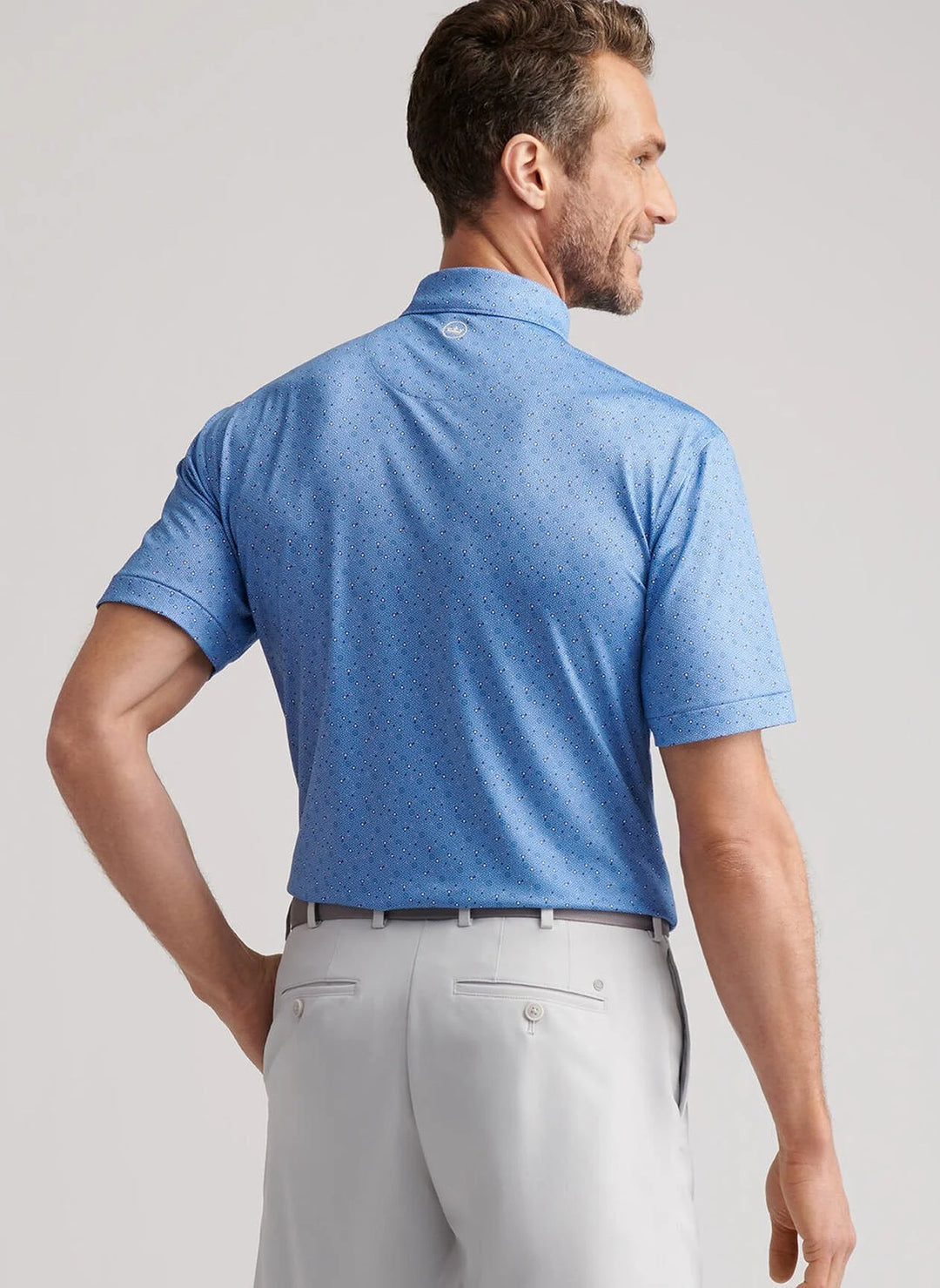 Peter Millar Men's Classic Fit Costanzo Geo Performance Jersey Polo - EVENING TIDE