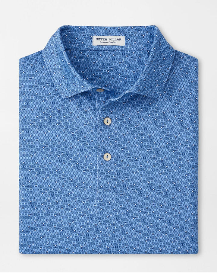 Peter Millar Men's Classic Fit Costanzo Geo Performance Jersey Polo - EVENING TIDE