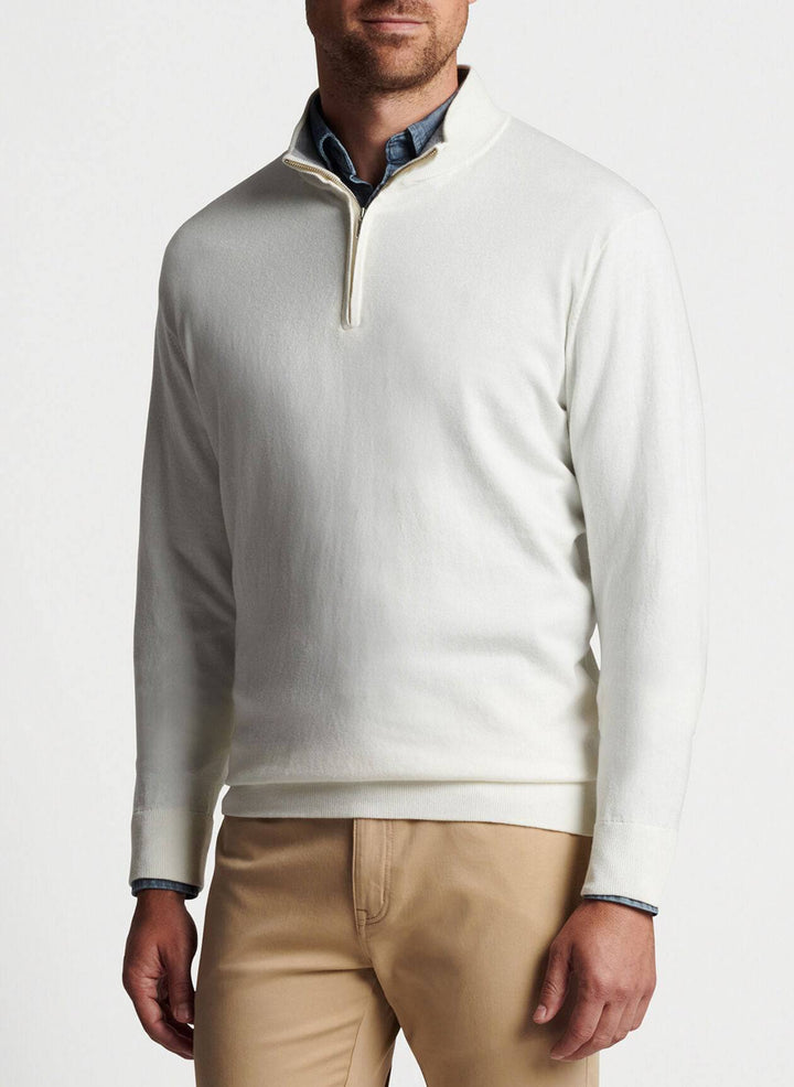 Peter Millar Mens Crest Quarter Zip - SUMMER IVORY