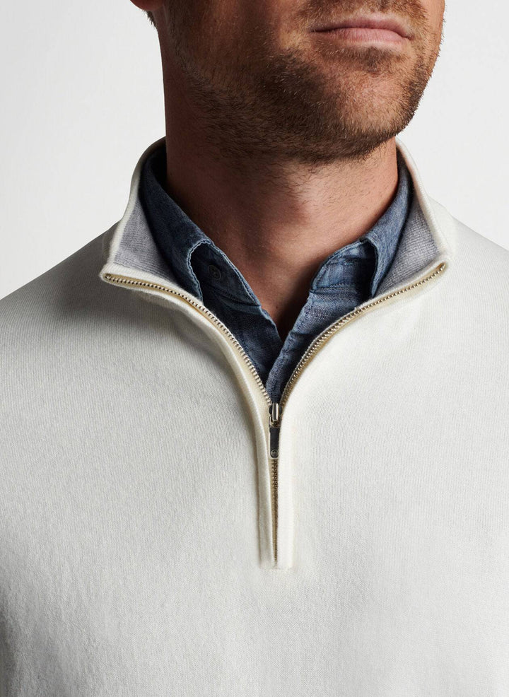 Peter Millar Mens Crest Quarter Zip - SUMMER IVORY