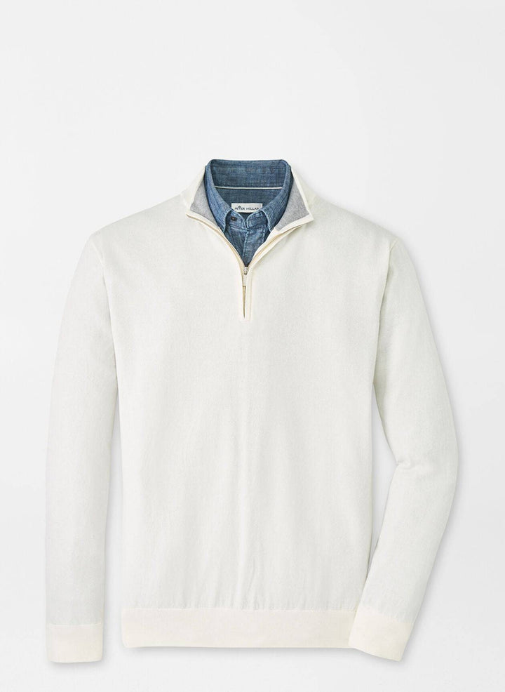 Peter Millar Mens Crest Quarter Zip - SUMMER IVORY