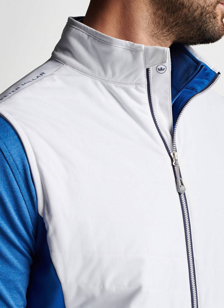Peter Millar Mens Fuse Elite Hybrid Vest - WHITE/STARBOARD BLUE