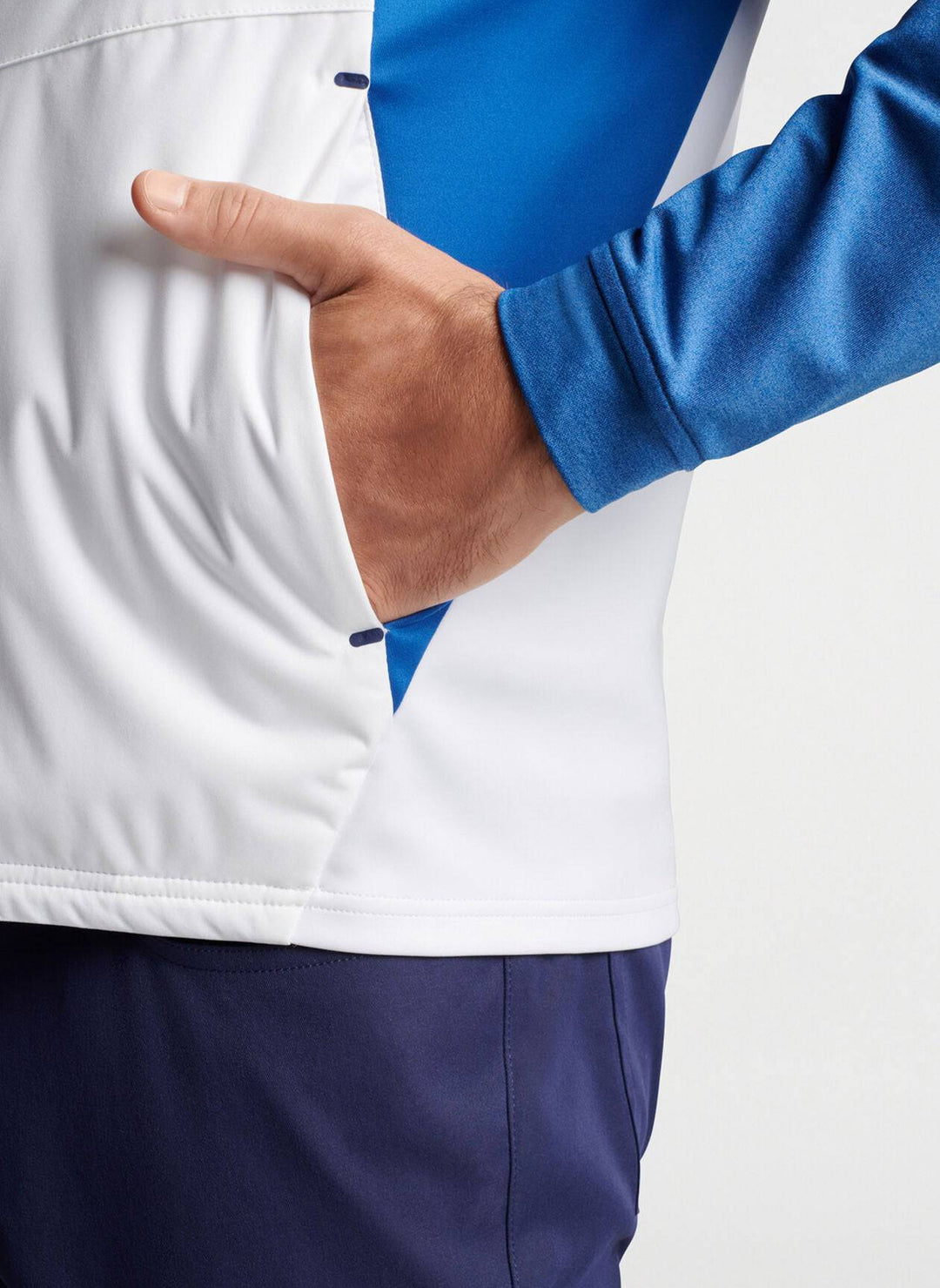 Peter Millar Mens Fuse Elite Hybrid Vest - WHITE/STARBOARD BLUE