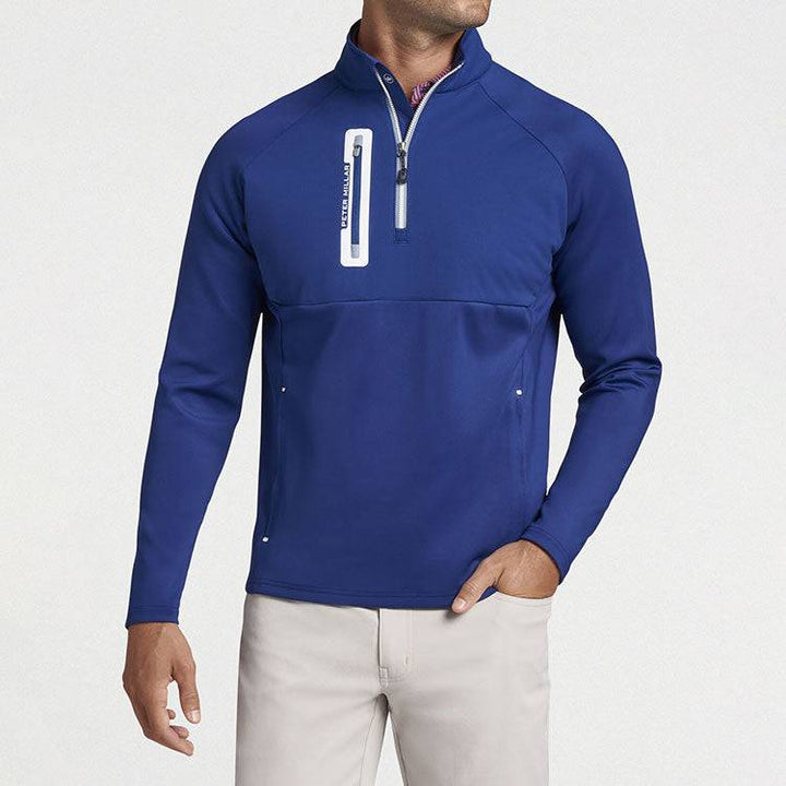 Peter Millar Men's Classic Fit Hyperlight Wind + Water Resistant Weld Quarter-Zip - SPORT NAVY