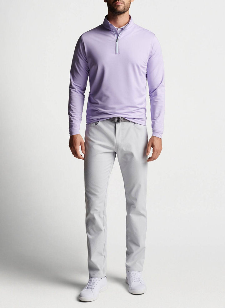 Peter Millar Mens Perth Mélange Performance Quarter Zip - MOONFLOWER