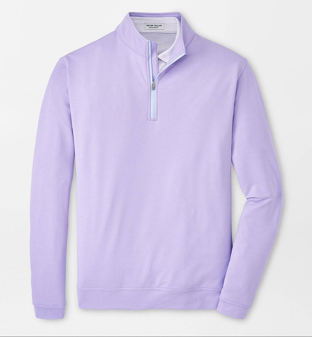 Peter Millar Mens Perth Mélange Performance Quarter Zip - MOONFLOWER