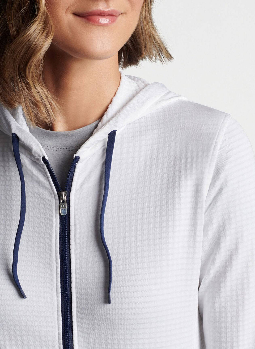 Peter Millar Womens French Terry Full-Zip Hoodie - WHITE