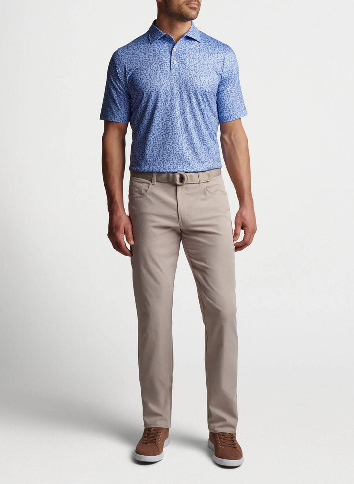 Peter Millar Mens Classic Fit Blackstone Performance Jersey Polo Sean Self Collar - ICEBERG BLUE