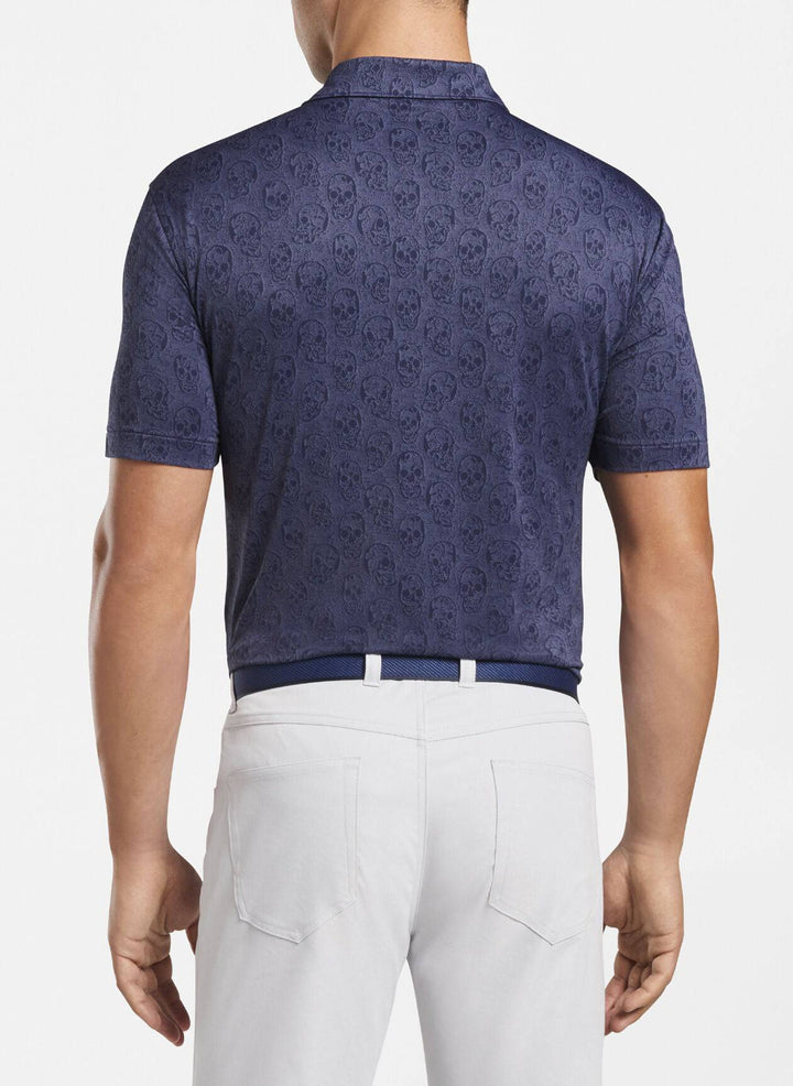 Peter Millar Mens Classic Fit Carl Skull Performance Jacquard Polo - NAVY