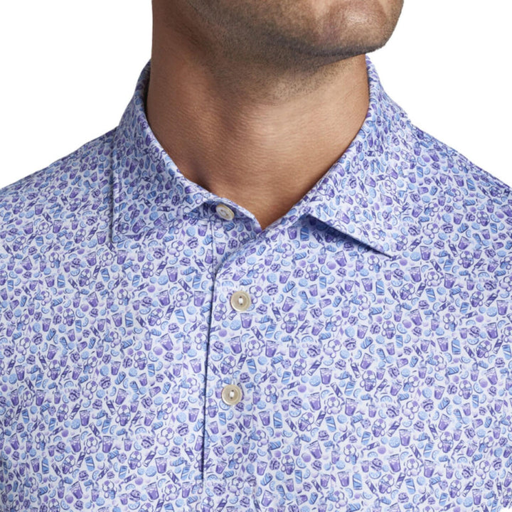 Peter Millar Men's Classic Fit Dazed & Transfused Performace Jersey Polo Sean - MOON MIST