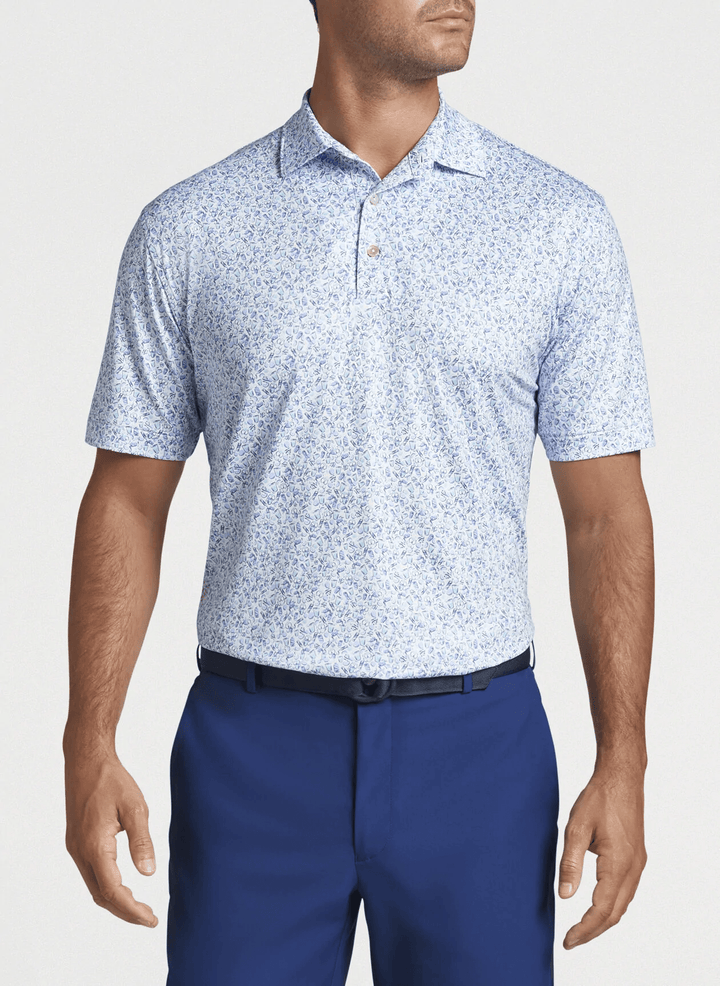 Peter Millar Mens Classi Fit Dazed & Transfused Performace Jersey Polo Sean - WHITE