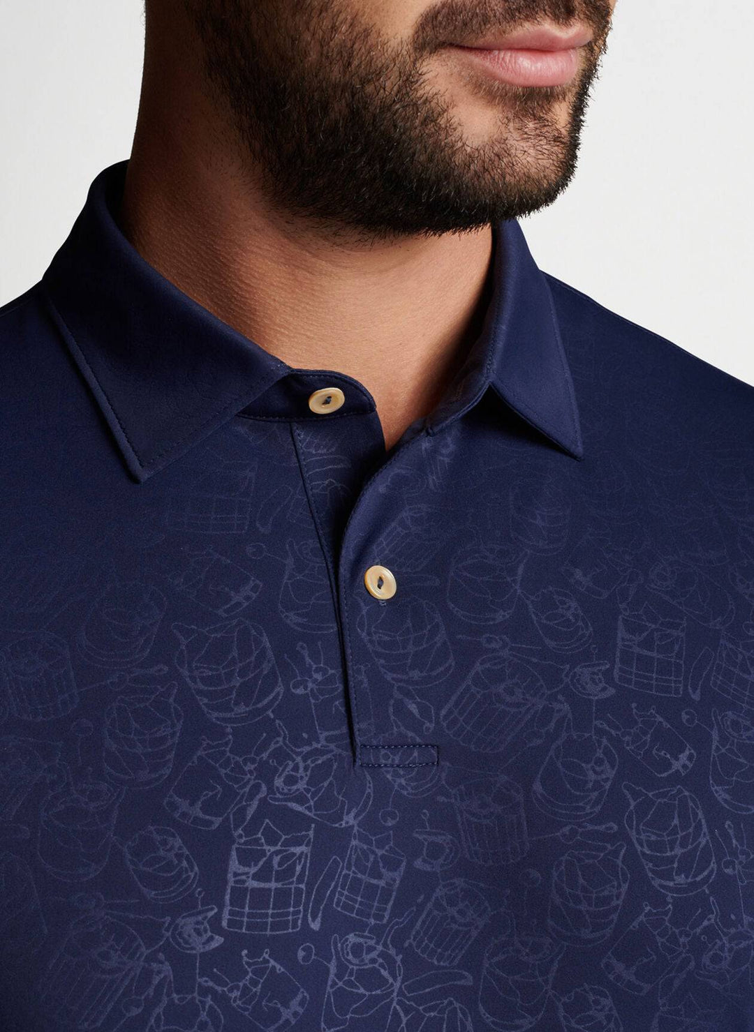 Peter Millar Mens Featherweight Call Me Old Fashioned Polo - NAVY
