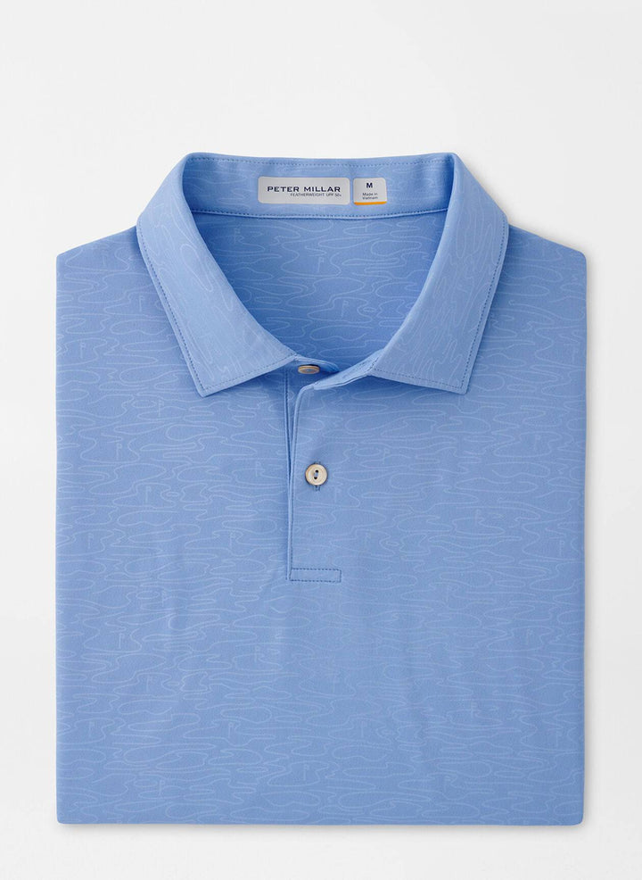 Peter Millar Men's Classic FIt Featherweight Course Camo Polo - IRIS MOON