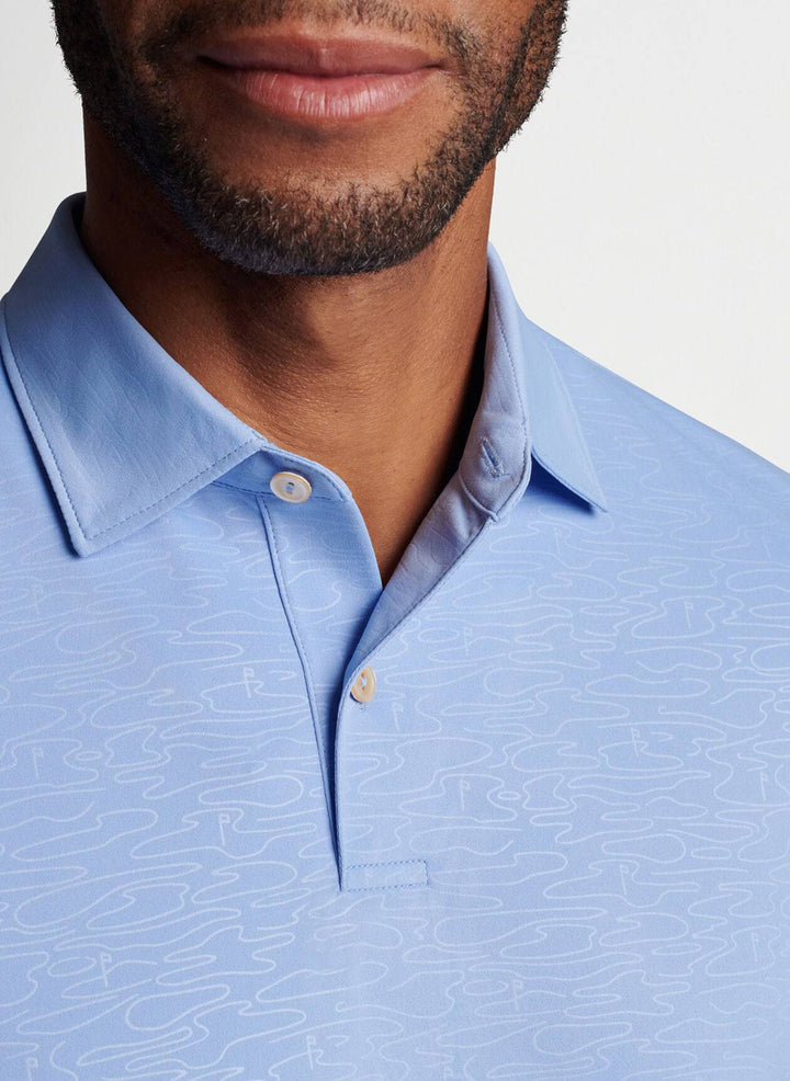Peter Millar Men's Classic FIt Featherweight Course Camo Polo - IRIS MOON