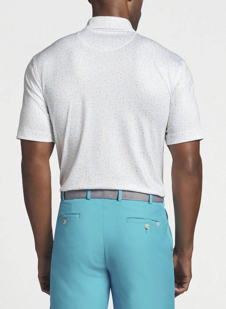 Peter Millar Men's Classic Fit Half and Half Performance Polo - WHITE