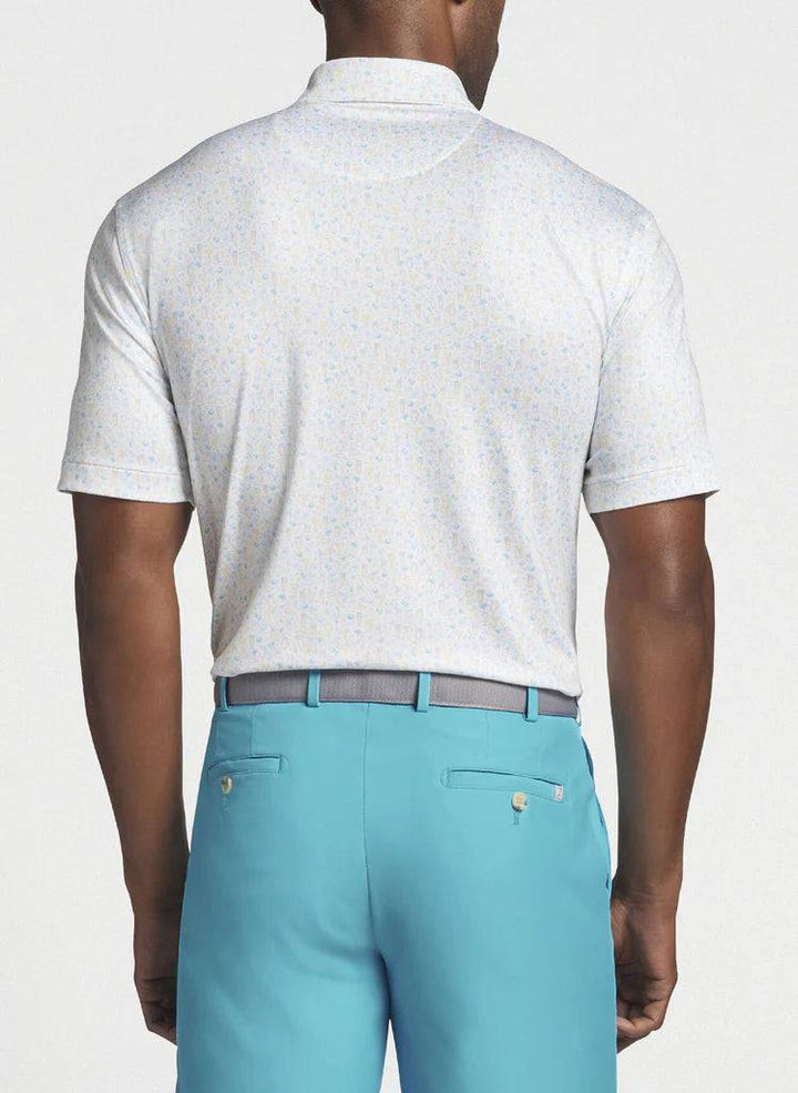 Peter Millar Men's Classic Fit Half and Half Performance Polo - WHITE