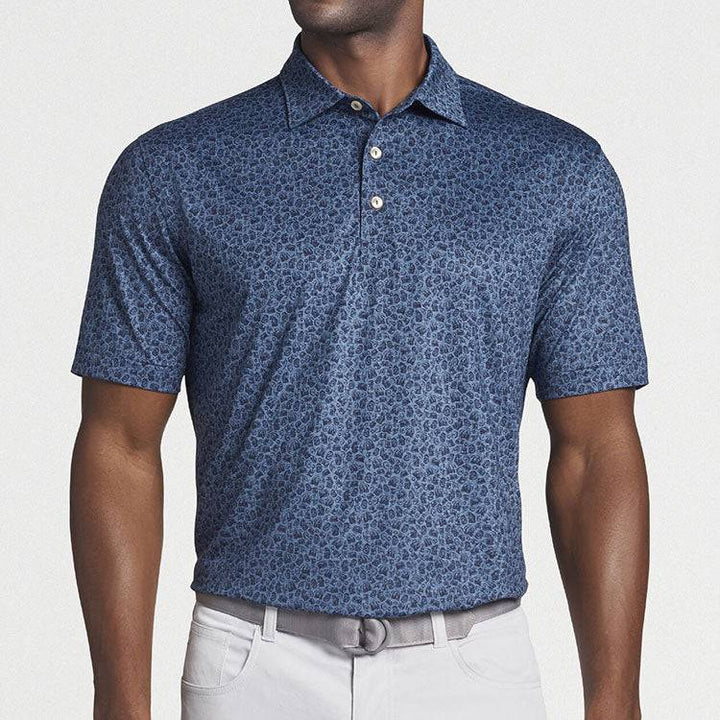 Peter Millar Mens  Classic Fit Herring Performance Polo - NAVY