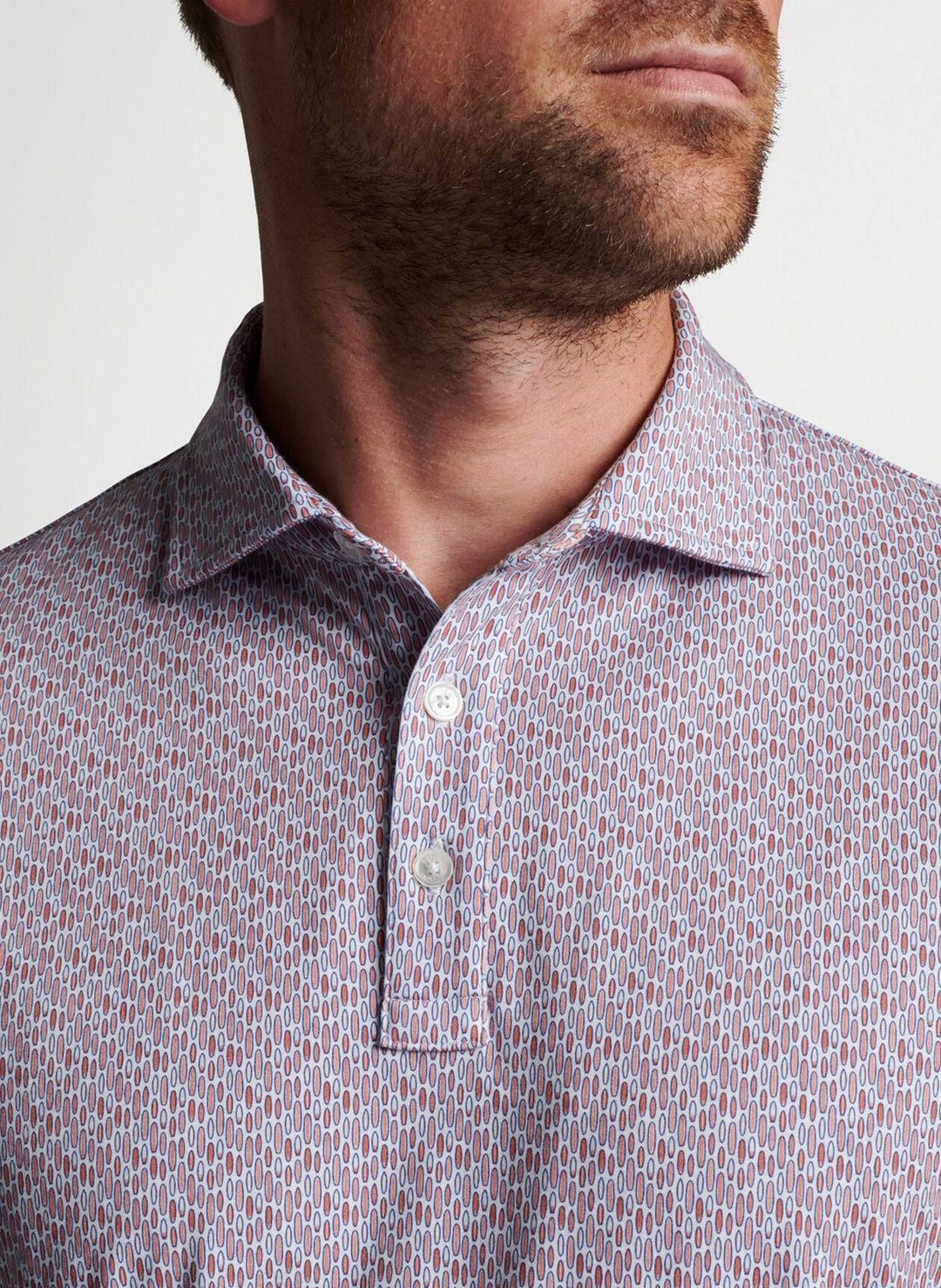 Peter Millar Mens Pima Cotton Pilot Mill Surf's Up Printed Polo - SUNWASHED BRICK