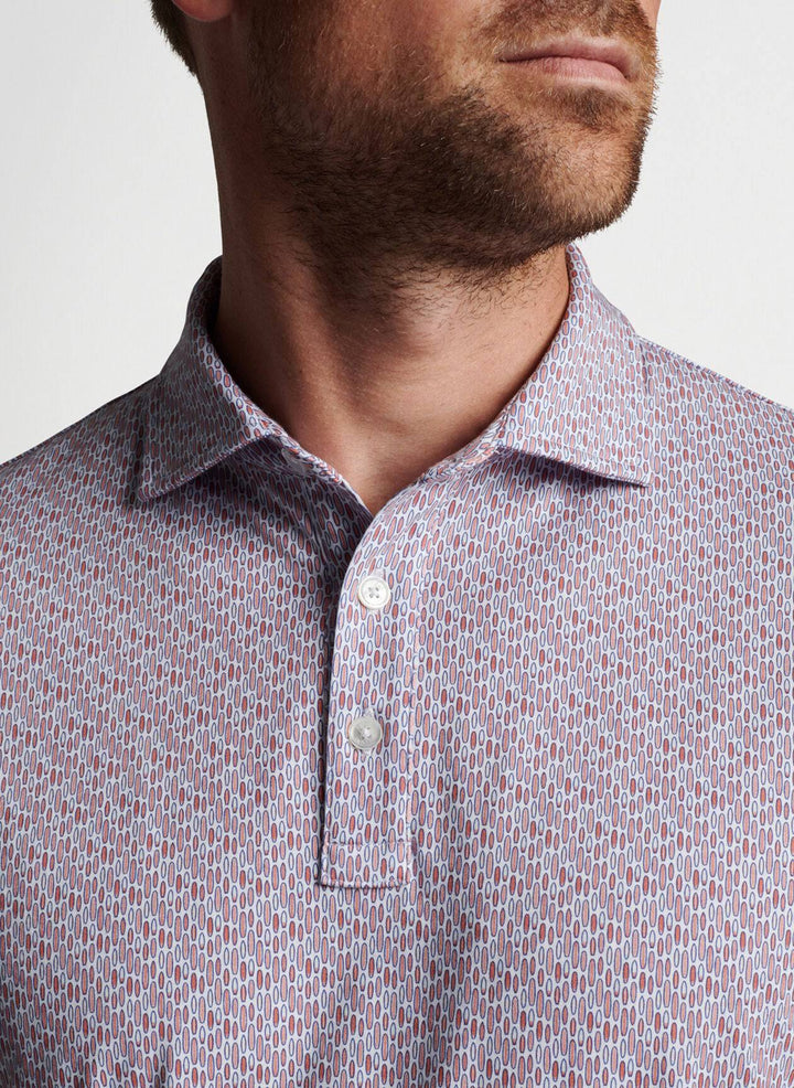 Peter Millar Mens Pima Cotton Pilot Mill Surf's Up Printed Polo - SUNWASHED BRICK