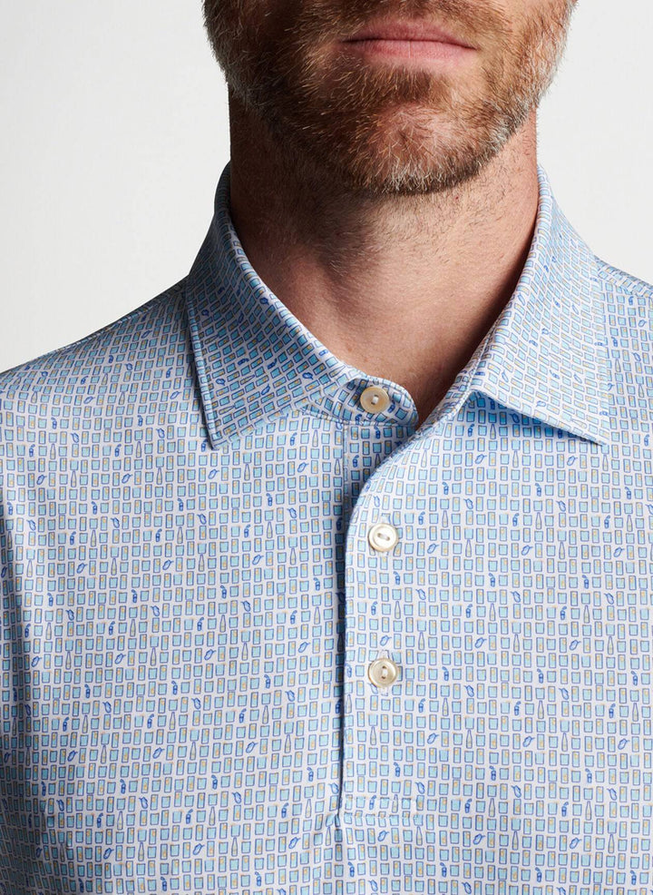Peter Millar Men's Classic Fit Ranch Water Performance Jersey Polo - WHITE
