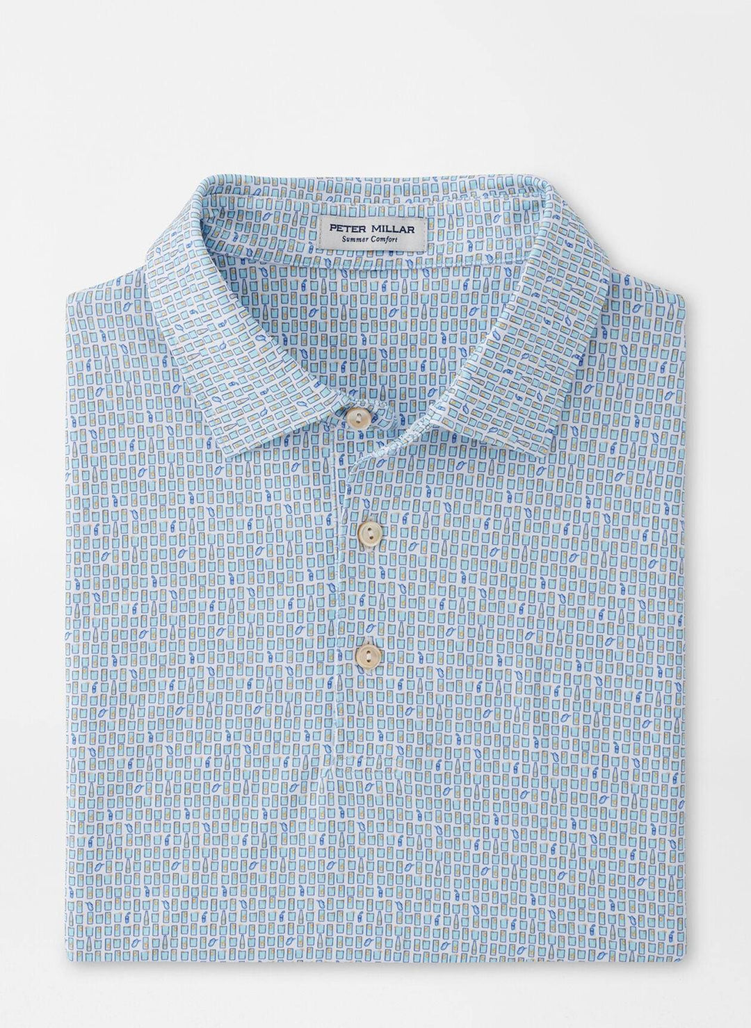 Peter Millar Men's Classic Fit Ranch Water Performance Jersey Polo - WHITE