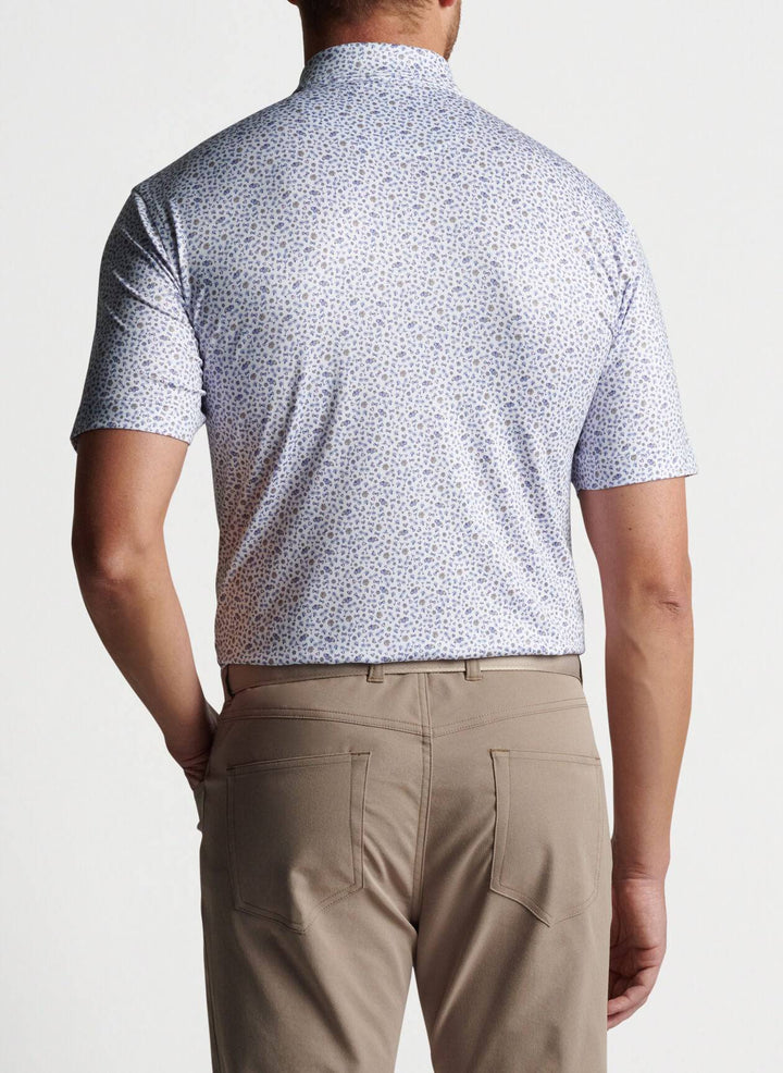 Peter Millar Mens Classic Fit Roarin' S Performance Jersey Polo Sean Self Collar - WHITE