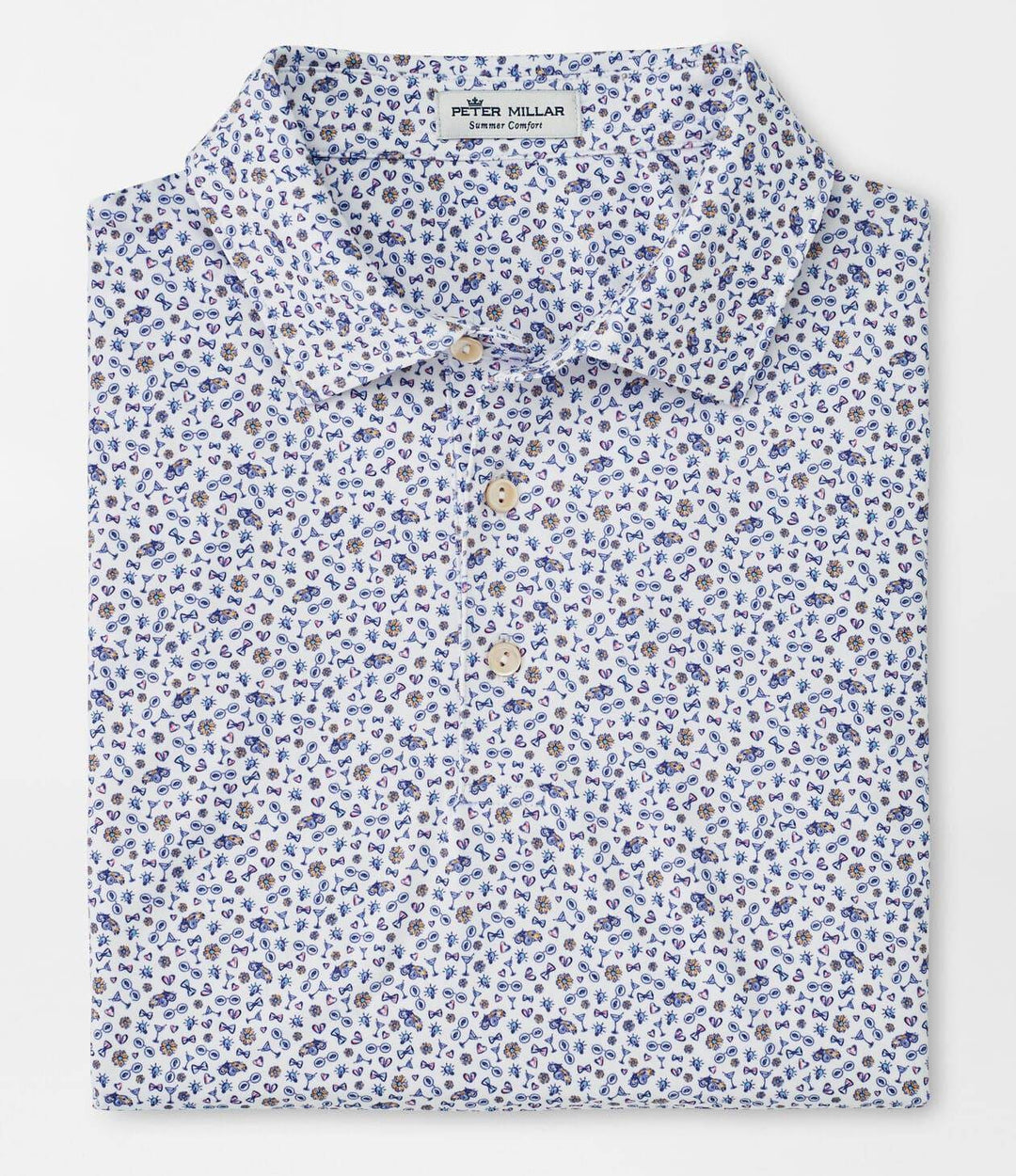 Peter Millar Mens Classic Fit Roarin' S Performance Jersey Polo Sean Self Collar - WHITE