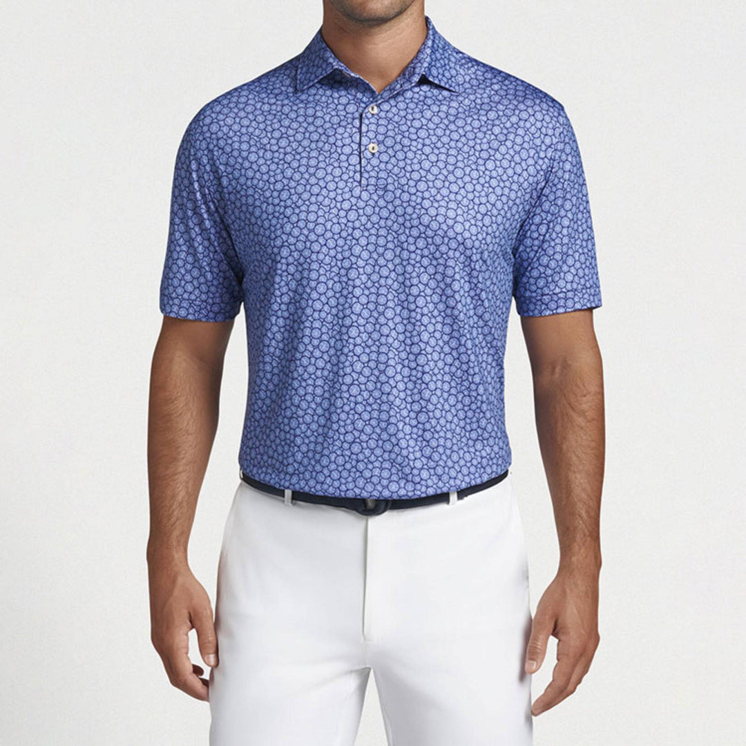 Peter Millar Mens Classic Fit Runner Performance Jersey Polo Sean Self Collar - SPORT NAVY