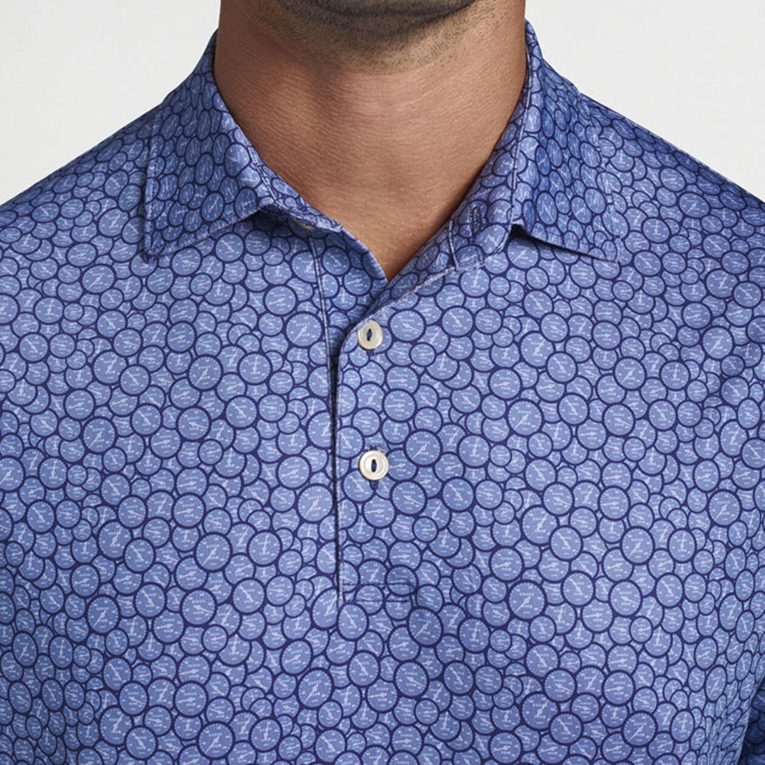 Peter Millar Mens Classic Fit Runner Performance Jersey Polo Sean Self Collar - SPORT NAVY
