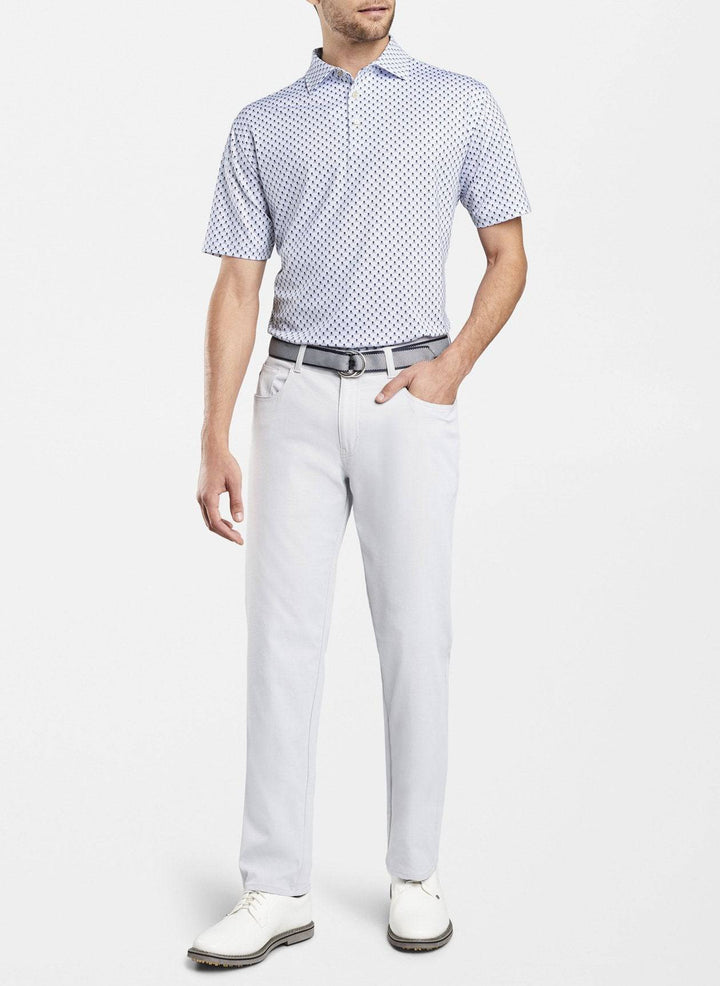 Peter Millar Mens Classic Fit Printed Skulls and Clubs Stretch Jersey Polo - WHITE