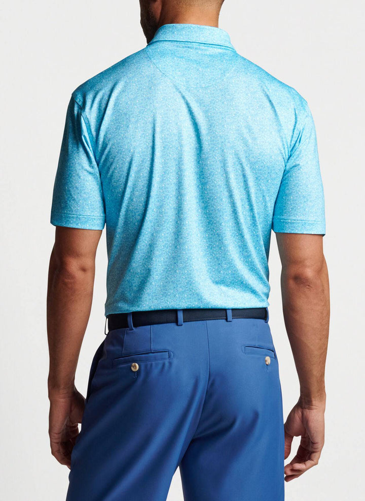 Peter Millar Mens Classic Fit Vinyl & Whiskey Performance Jersey Polo Sean Self Collar - BEACH GLASS