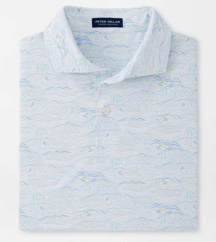 Peter Millar Mens Tailored Fit Wine Country Performance Jersey Polo -WHITE