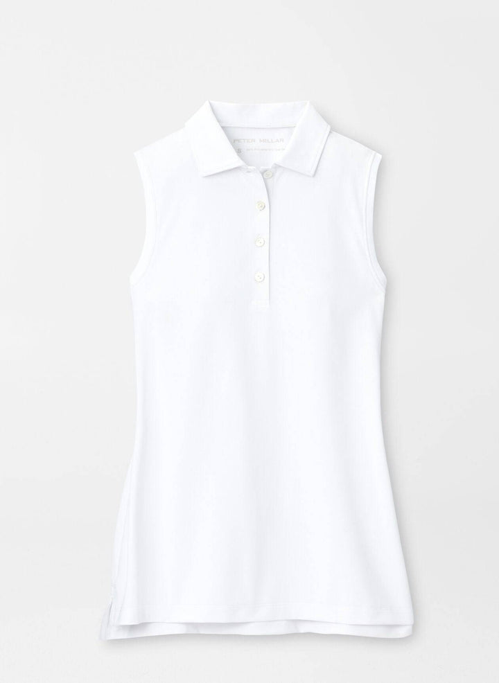 Peter Millar Womens Sleeveless Banded Button Polo - WHITE