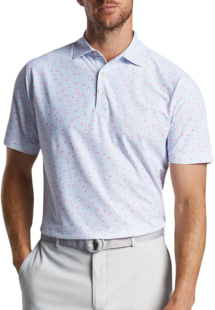 Peter Millar Men's Classic Fit Starfish Performance Polo - WHITE
