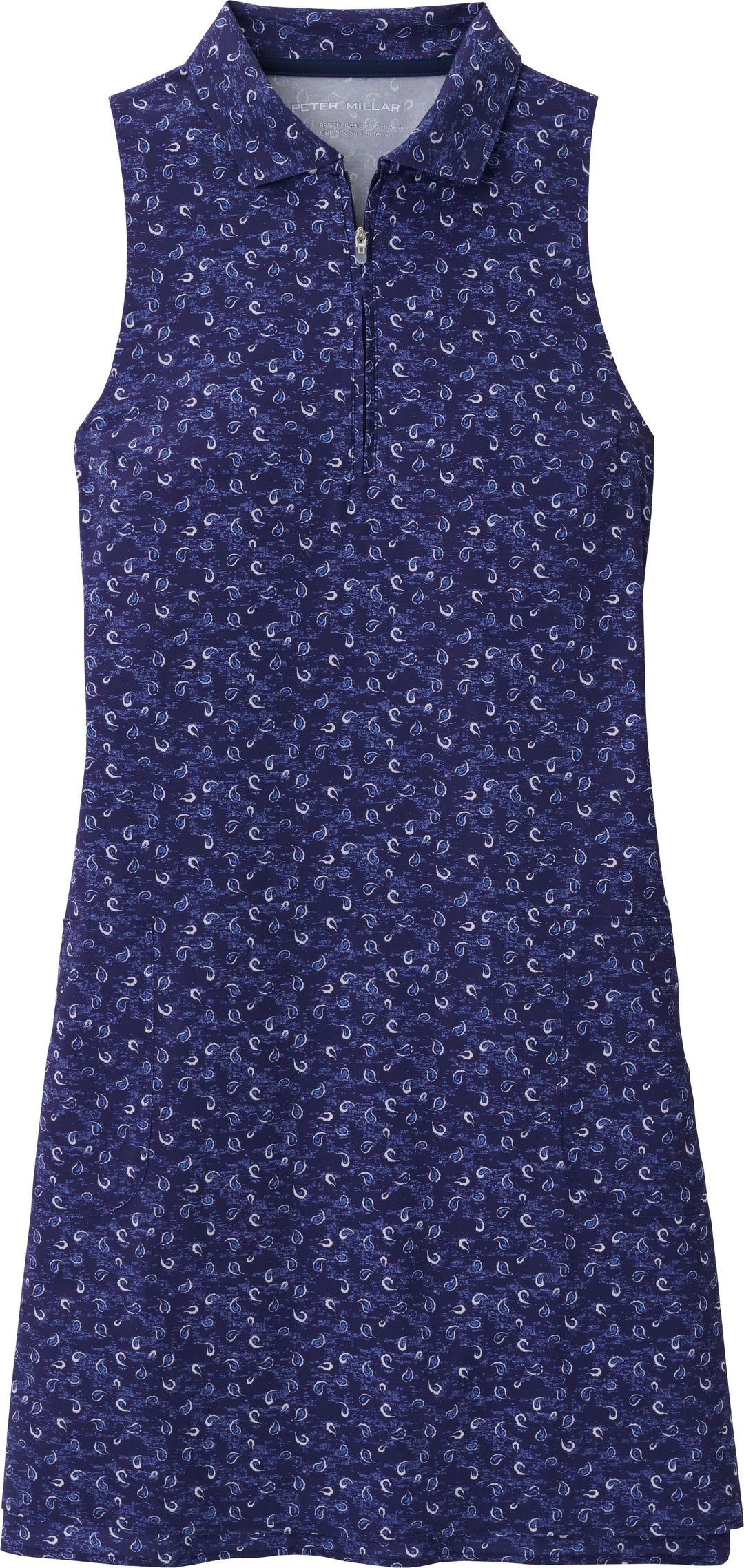 Peter Millar Womens Carner Tossed Paisley Sleeveless Sport Dress - Navy