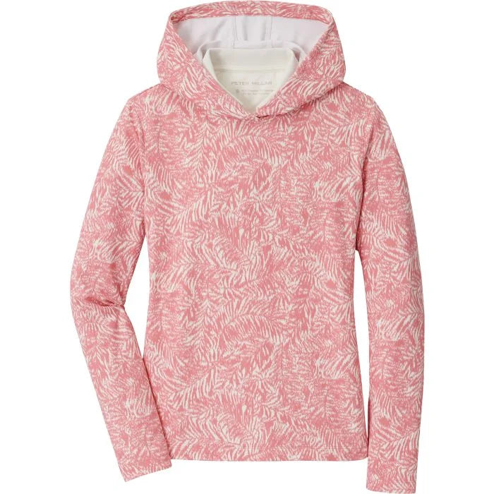 Peter Millar Womens Scribble Palms Pine Hoodie - Coral Reef